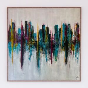 City Lines - Abstract Acrylic Texture Painting | 20x20 Canvas | Colorful Art